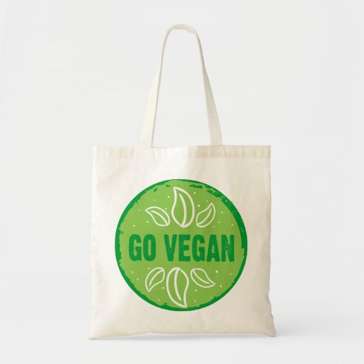 Go Vegan, vegan, veggie, vegetariër, Tote Bag (Voorkant)