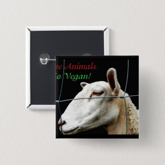 Go Vegan Vierkante Button 5,1 Cm (Voorkant /achterkant)