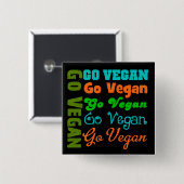 Go VEGAN Vierkante Button 5,1 Cm (Voorkant /achterkant)