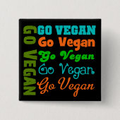 Go VEGAN Vierkante Button 5,1 Cm (Voorkant)