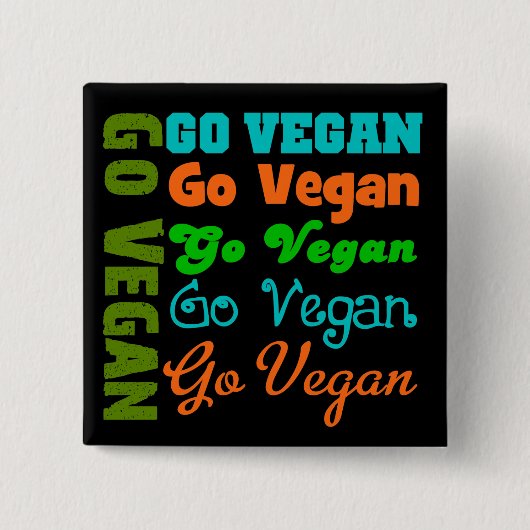 Go VEGAN Vierkante Button 5,1 Cm (Voorkant)