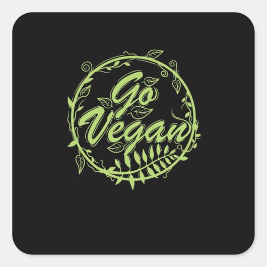 Go Vegan Vierkante Sticker (Voorkant)