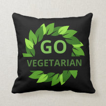 Go Vegetarian, Vegan, Veganism Green Leaves Black