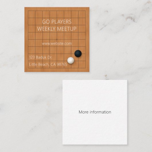 Go Weiqi Baduk Group Lichtbruin Vierkant Vierkante Visitekaartje (Voorkant / Achterkant)