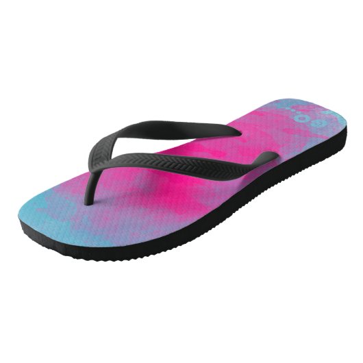 GO WILD - Roze Blauwe Verf Waterverf Splatter Teenslippers (Schuin)