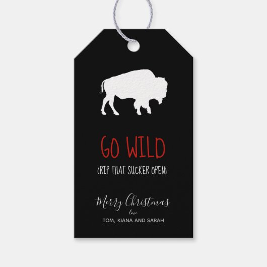 Go Wild Wit Buffel Zwart en Wit Plaid ID602 Cadeaulabel (Voorkant)