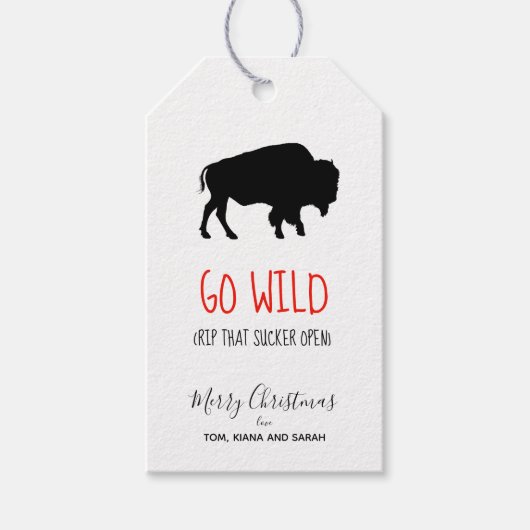 Go Wild Zwart Buffel Zwart Wit Plaid ID602 Cadeaulabel (Voorkant)