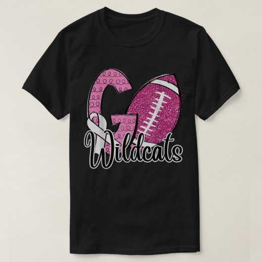 Go Wildcats School Sports Fan Spirit Breast Cancer T-shirt (Design voorkant)