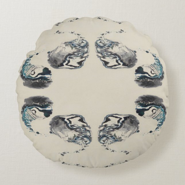 Go With the Flow - Acrylic Pouring Rond Kussen (Voorkant)