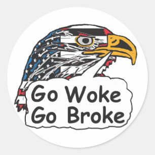 Go Woke Go Broke Ronde Sticker