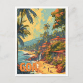 Goa Beach India Artistieke Reis Illustratie Briefkaart (Voorkant)