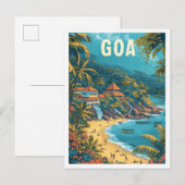 Goa Beach India  Kunst Reizen Illustratie Briefkaart (Voorkant / Achterkant)
