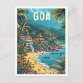 Goa Beach India  Kunst Reizen Illustratie Briefkaart (Voorkant)