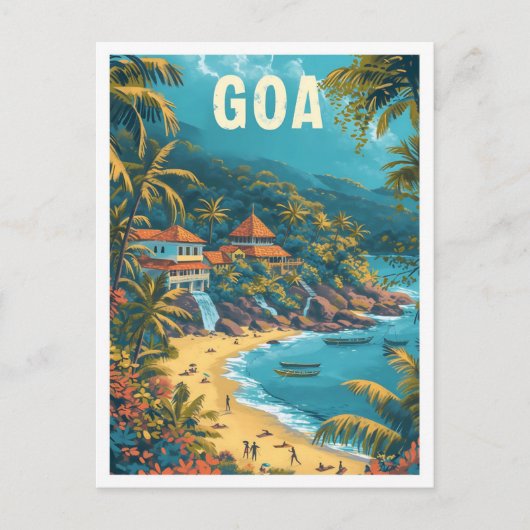 Goa Beach India  Kunst Reizen Illustratie Briefkaart (Voorkant)