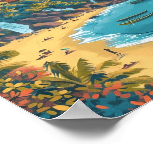 Goa Beach India  Kunst Reizen Illustratie Poster (Hoek)