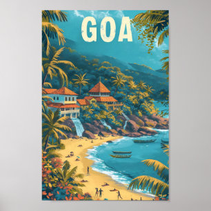 Goa Beach India  Kunst Reizen Illustratie Poster