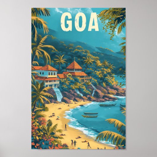 Goa Beach India  Kunst Reizen Illustratie Poster (Voorkant)