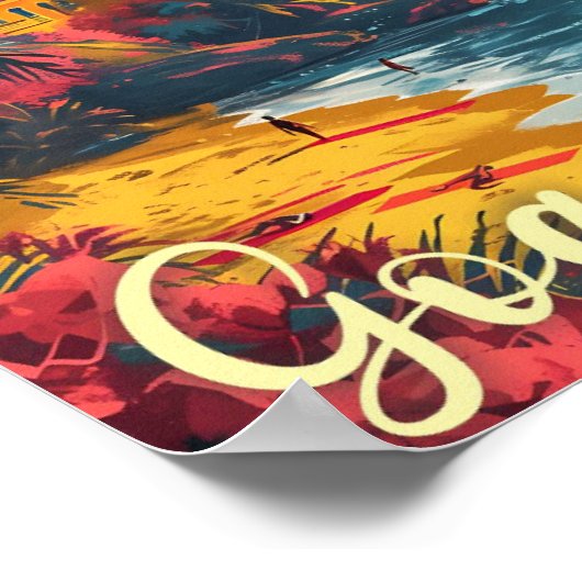 Goa Beach India  Kunst Reizen Illustratie Poster (Hoek)