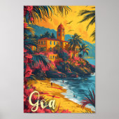 Goa Beach India  Kunst Reizen Illustratie Poster (Voorkant)