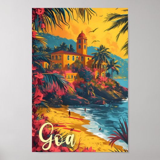 Goa Beach India  Kunst Reizen Illustratie Poster (Voorkant)