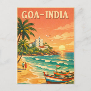 Goa, India, in klassieke retro-reisstijl Briefkaart