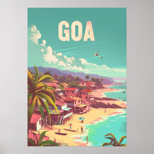 Goa India Kustretro Kunst Reizen Poster (Voorkant)