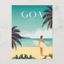  GOA, India Reizen waterverf retro Briefkaart