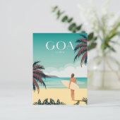 GOA, India Reizen waterverf retro Briefkaart (Staand voorkant)