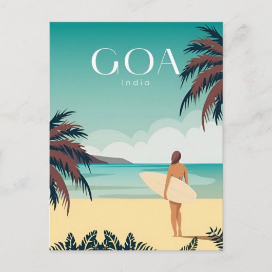 GOA, India Reizen waterverf retro Briefkaart (Voorkant)