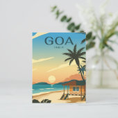 GOA, India Reizen waterverf retro Briefkaart (Staand voorkant)