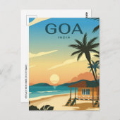 GOA, India Reizen waterverf retro Briefkaart (Voorkant / Achterkant)