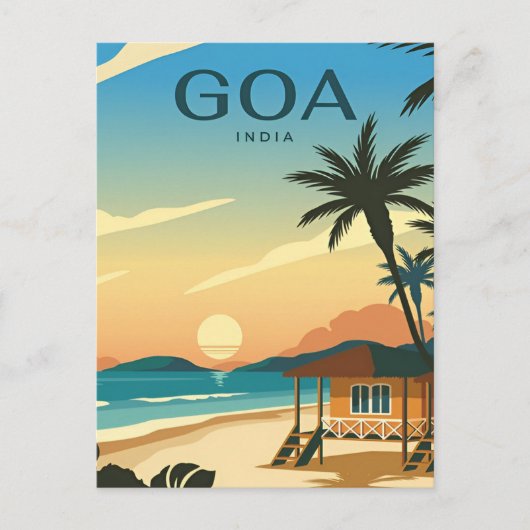 GOA, India Reizen waterverf retro Briefkaart (Voorkant)