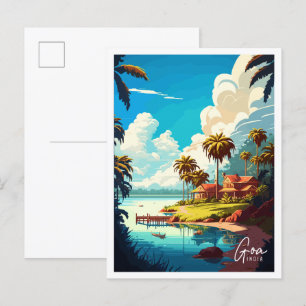 Goa India vintage reisillustratie Briefkaart