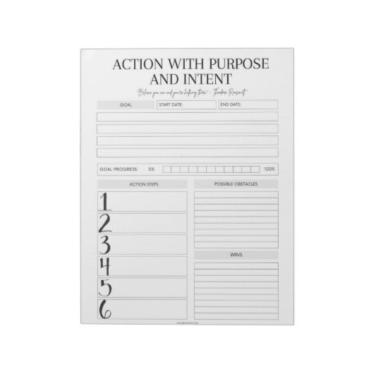Goal Achiever's Masterplan: Action Plan Notepad Notitieblok (Linkerzijde)