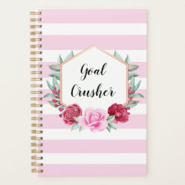 Goal Crusher Pink Stripes Floral Planner
