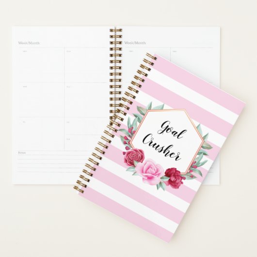 Goal Crusher Pink Stripes Floral Planner (Display)