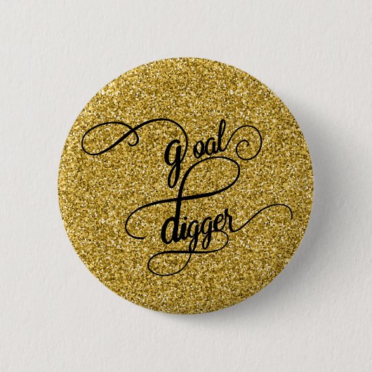 Goal Digger Faux Glitter Ronde Button 5,7 Cm (Voorkant)