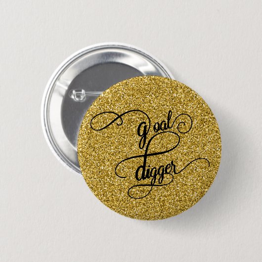 Goal Digger Faux Glitter Ronde Button 5,7 Cm (Voorkant /achterkant)