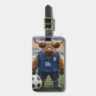 Goal-Getter: Een Highland Koe gekleed voor voetbal Bagagelabel
