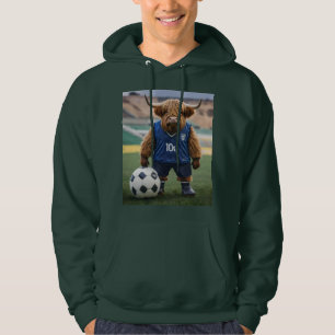 Goal-Getter: Een Highland Koe gekleed voor voetbal Hoodie