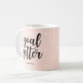 Goal Getter | Roze pokadots en typografie Koffiemok (Voorkant links)