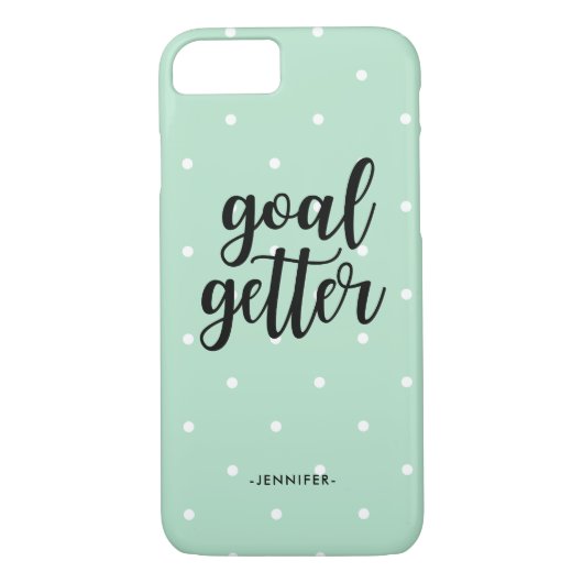 Goal Getter | Trendy Mint Green en Polka Dots Case-Mate iPhone Case (Achterkant)