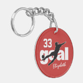 GOAL-meisjes voetbal in elke kleur label met duffe Sleutelhanger (Voorkant Links)