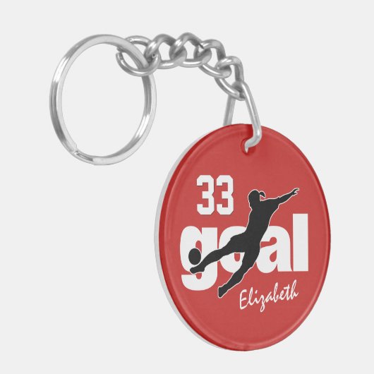 GOAL-meisjes voetbal in elke kleur label met duffe Sleutelhanger (Voorkant Links)