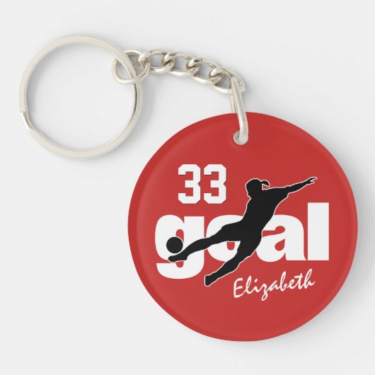 GOAL-meisjes voetbal in elke kleur label met duffe Sleutelhanger (Voorkant)