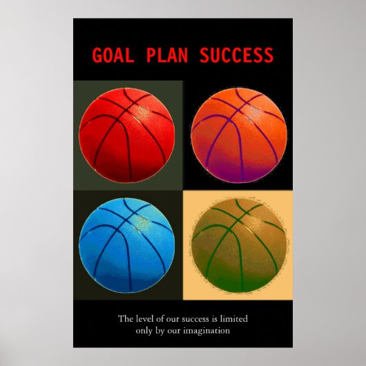 Goal Plan Succes Basketball Sport Pop Art Poster (Voorkant)