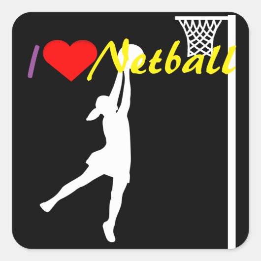 Goal Shooter Ik hou van Netball Vierkante Sticker (Voorkant)
