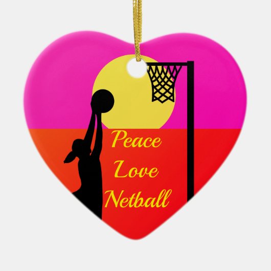 Goal Shooter Peace Love Netball Quote Keramisch Ornament (Voorkant)