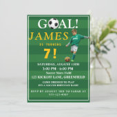 Goal! Soccer Birthday Invite for Kids – Age 7 Kaart (Staand voorkant)
