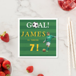 Goal! Soccer Birthday Napkins for Kids – Age 7 Servet